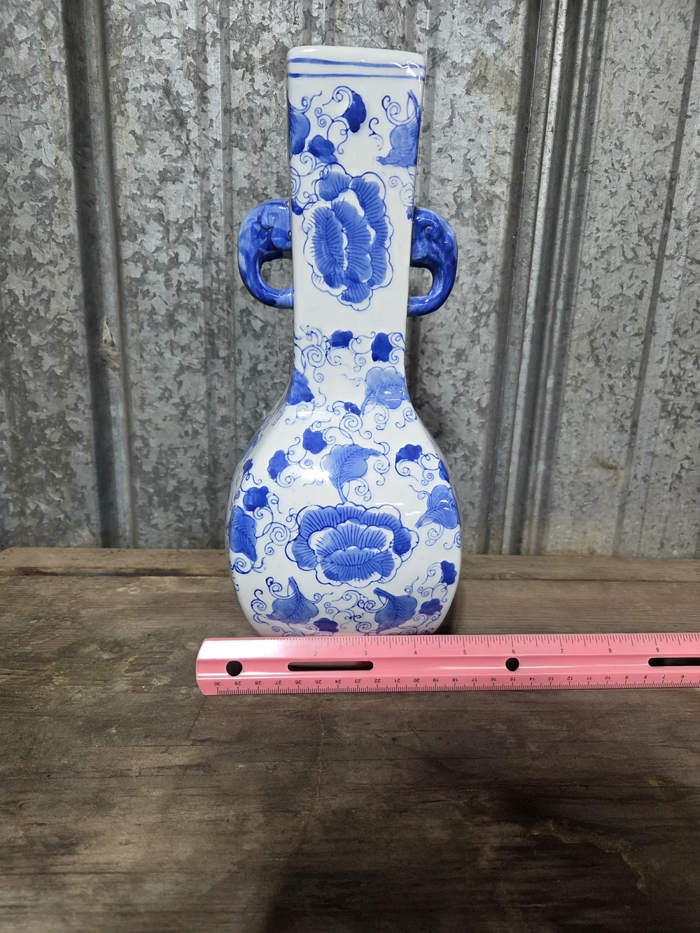 Blue and White Floral Porcelain Vase